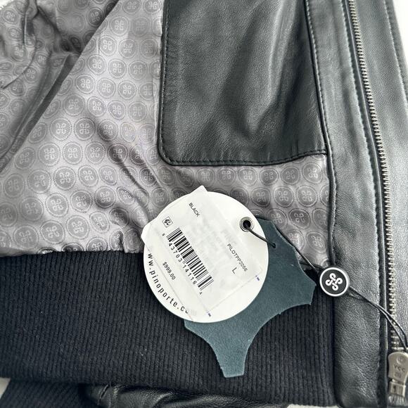 PINO By PinoPorte Men's Black Pilot Leather Bomber Jacket Size L - Picture 7 of 12